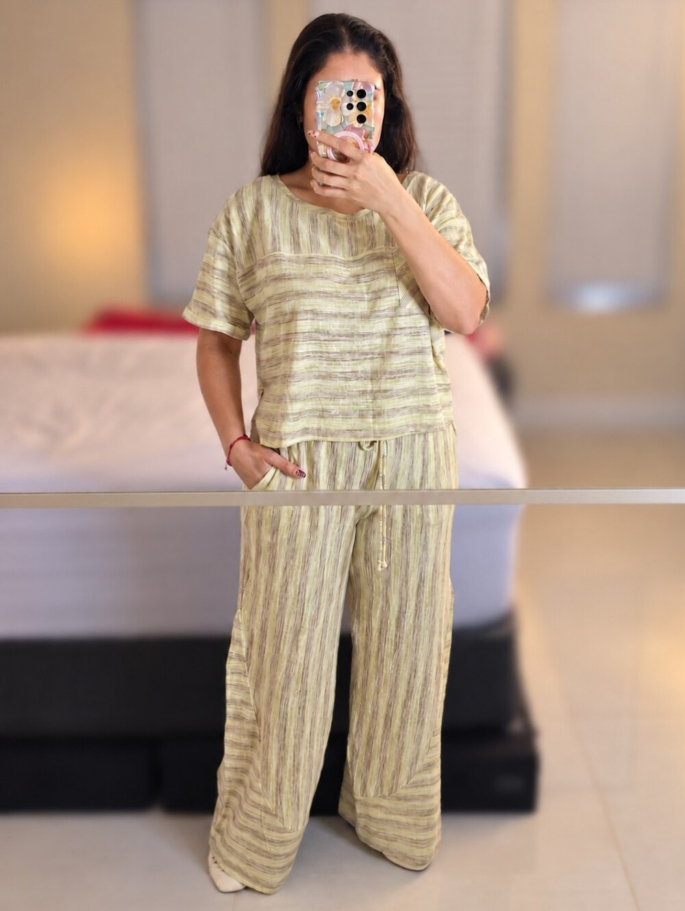 Striped 2-Piece Relaxed Top & Wide Leg Pants Set – New